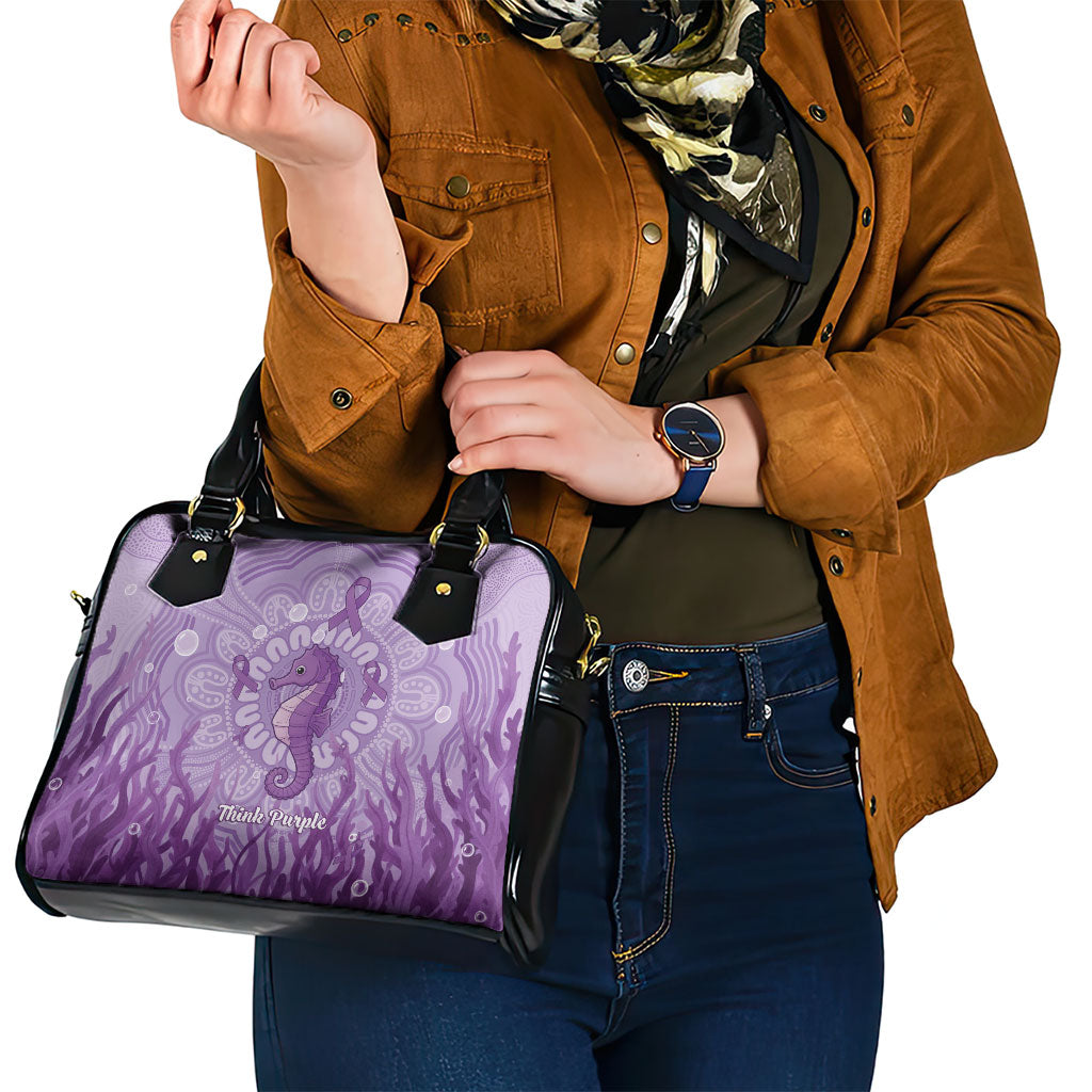Australia Epilepsy Support Shoulder Handbag Seahorse Think Purple Ribbon Aboriginal