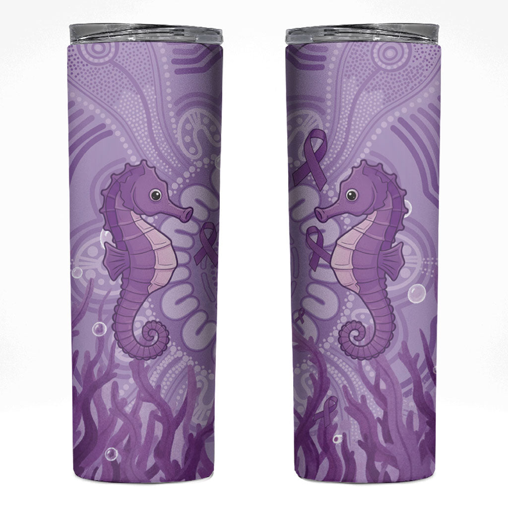 Australia Epilepsy Support Skinny Tumbler Seahorse Think Purple Ribbon Aboriginal