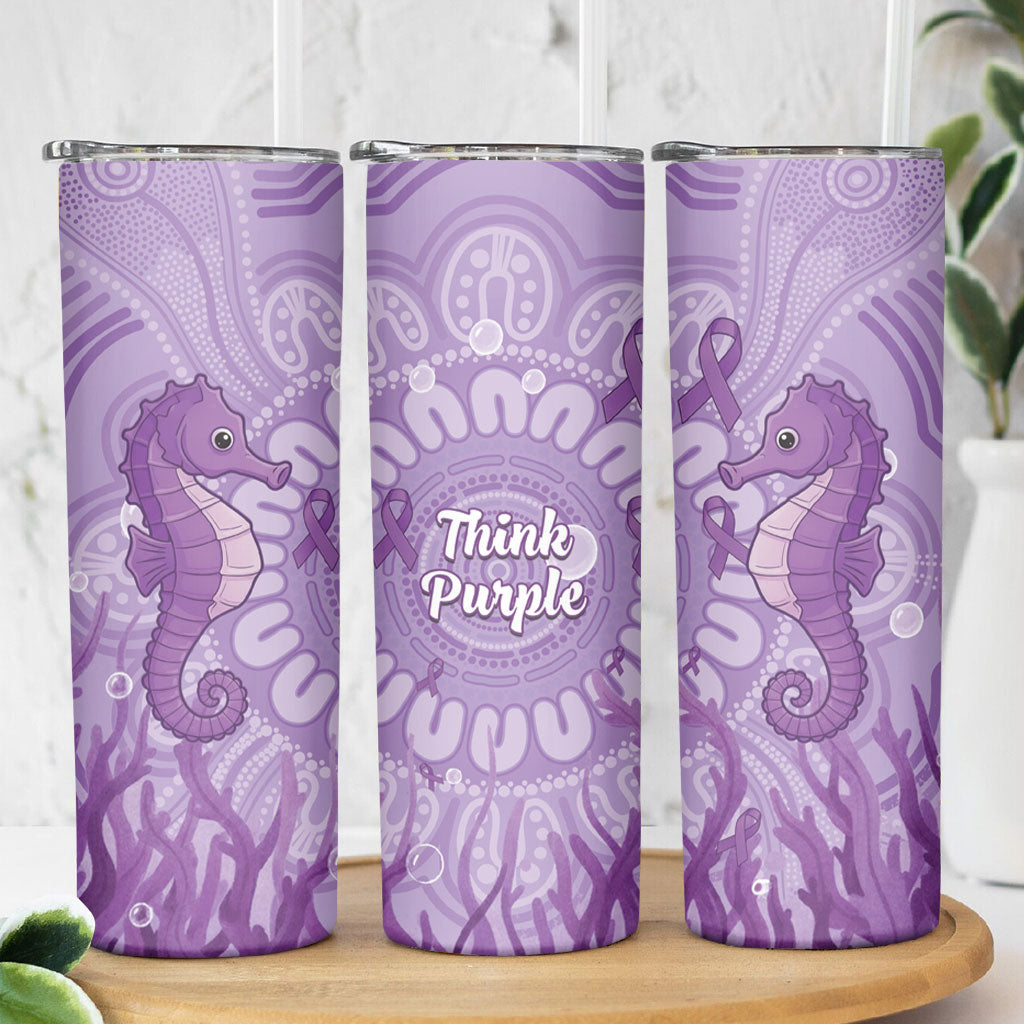 Australia Epilepsy Support Skinny Tumbler Seahorse Think Purple Ribbon Aboriginal