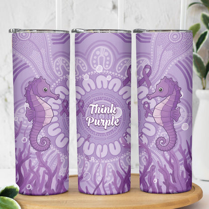 Australia Epilepsy Support Skinny Tumbler Seahorse Think Purple Ribbon Aboriginal