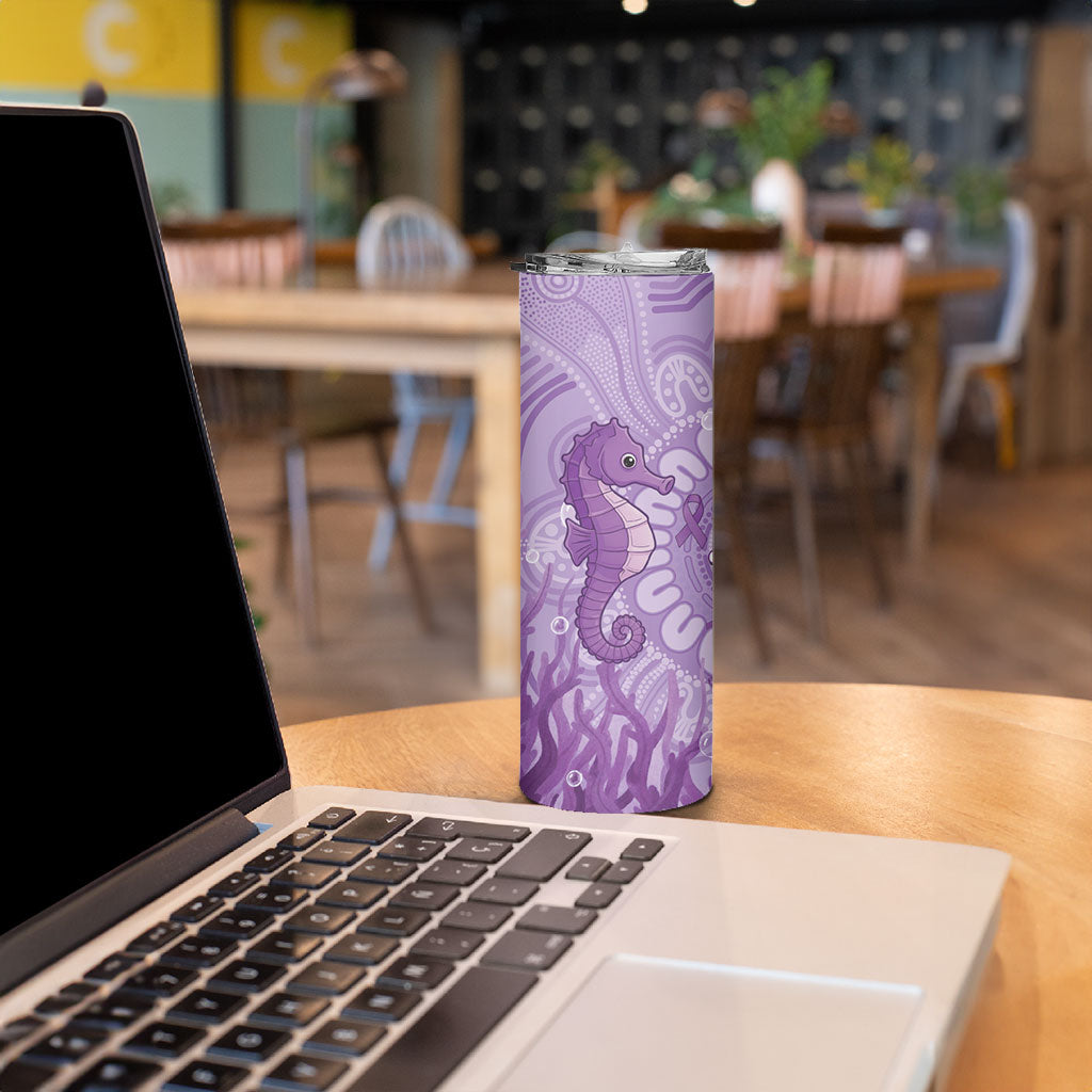 Australia Epilepsy Support Skinny Tumbler Seahorse Think Purple Ribbon Aboriginal