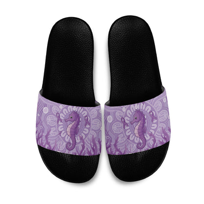 Australia Epilepsy Support Slide Sandals Seahorse Think Purple Ribbon Aboriginal