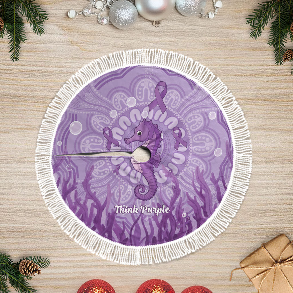 Australia Epilepsy Support Tree Skirt Seahorse Think Purple Ribbon Aboriginal