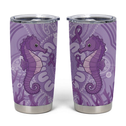 Australia Epilepsy Support Tumbler Cup Seahorse Think Purple Ribbon Aboriginal