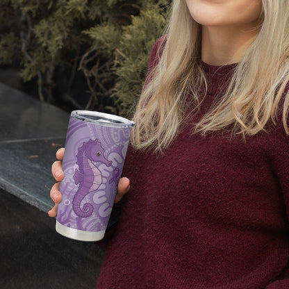 Australia Epilepsy Support Tumbler Cup Seahorse Think Purple Ribbon Aboriginal