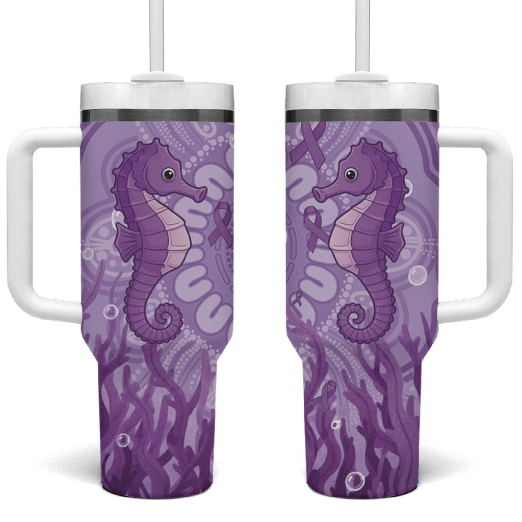 Australia Epilepsy Support Tumbler With Handle Seahorse Think Purple Ribbon Aboriginal