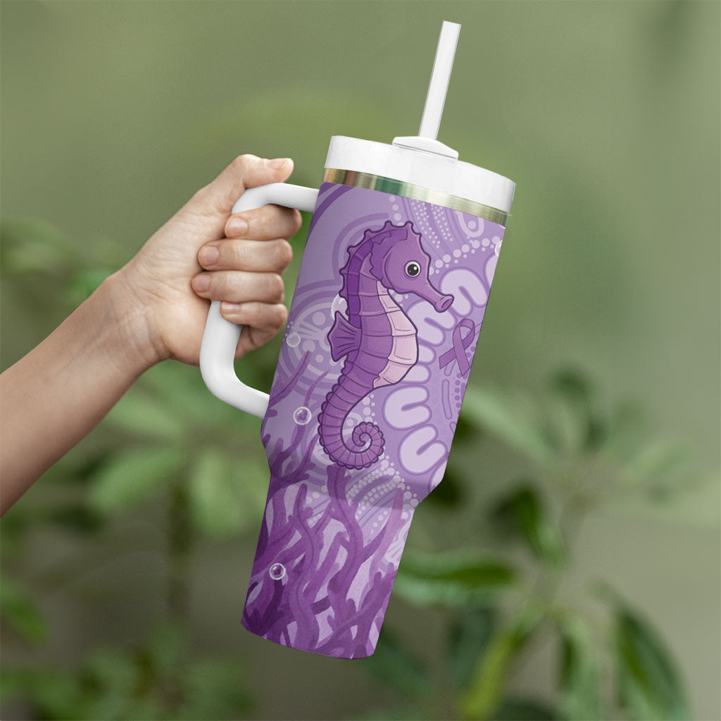 Australia Epilepsy Support Tumbler With Handle Seahorse Think Purple Ribbon Aboriginal