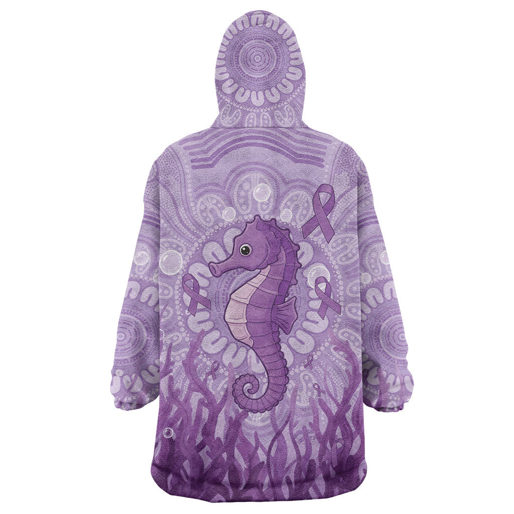 Australia Epilepsy Support Wearable Blanket Hoodie Seahorse Think Purple Ribbon Aboriginal