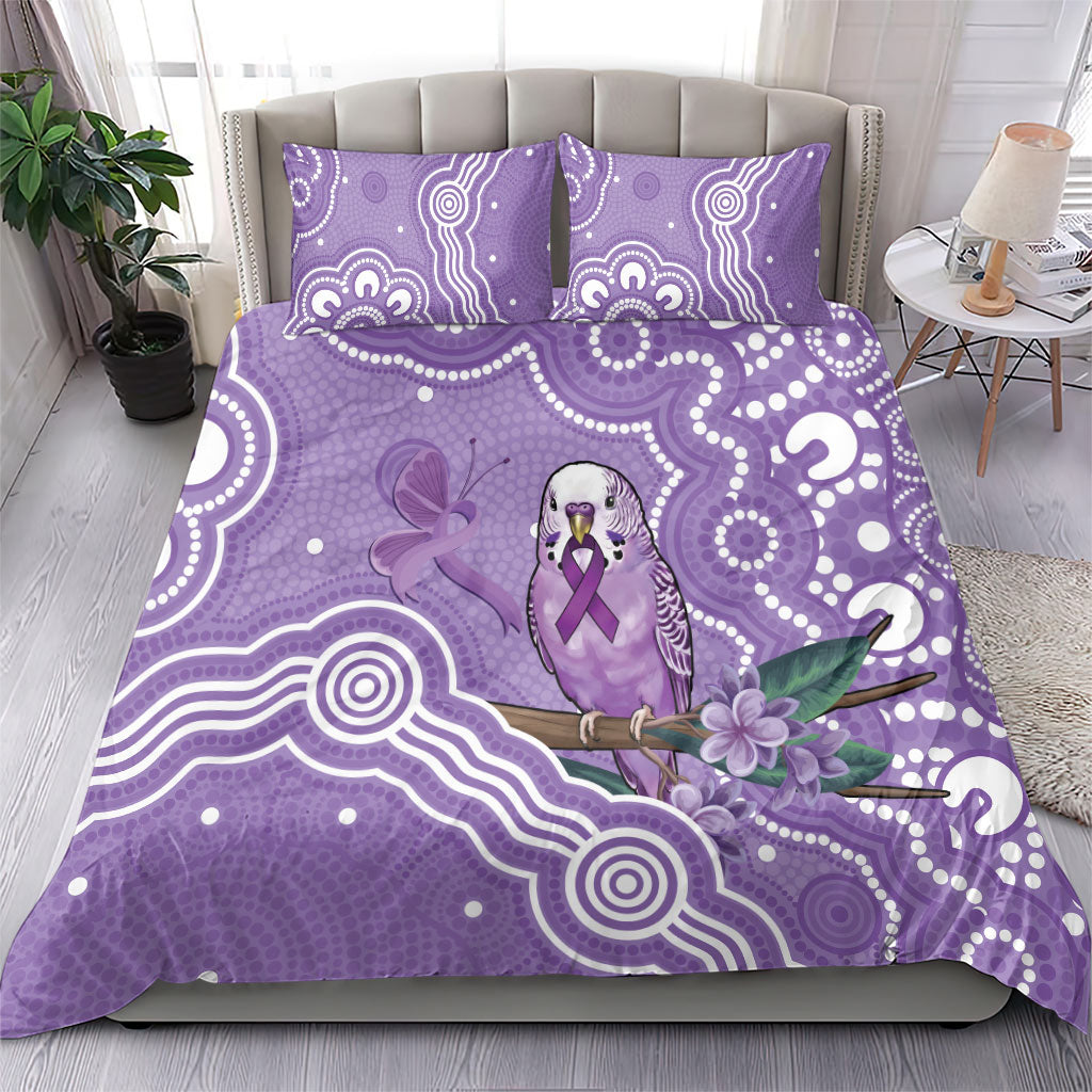 Australia Epilepsy Support Bedding Set Purple Budgerigar Plumeria Aboriginal