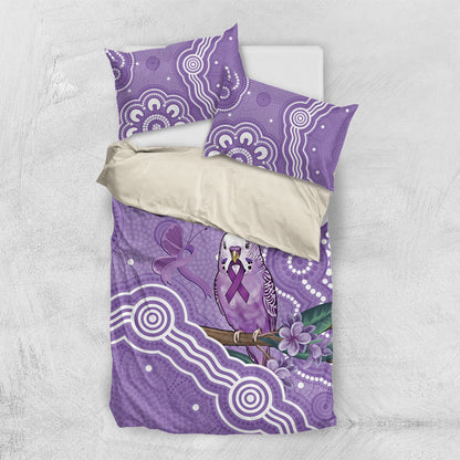 Australia Epilepsy Support Bedding Set Purple Budgerigar Plumeria Aboriginal