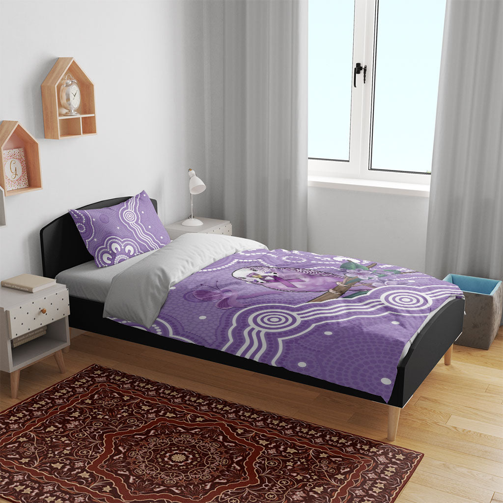 Australia Epilepsy Support Bedding Set Purple Budgerigar Plumeria Aboriginal
