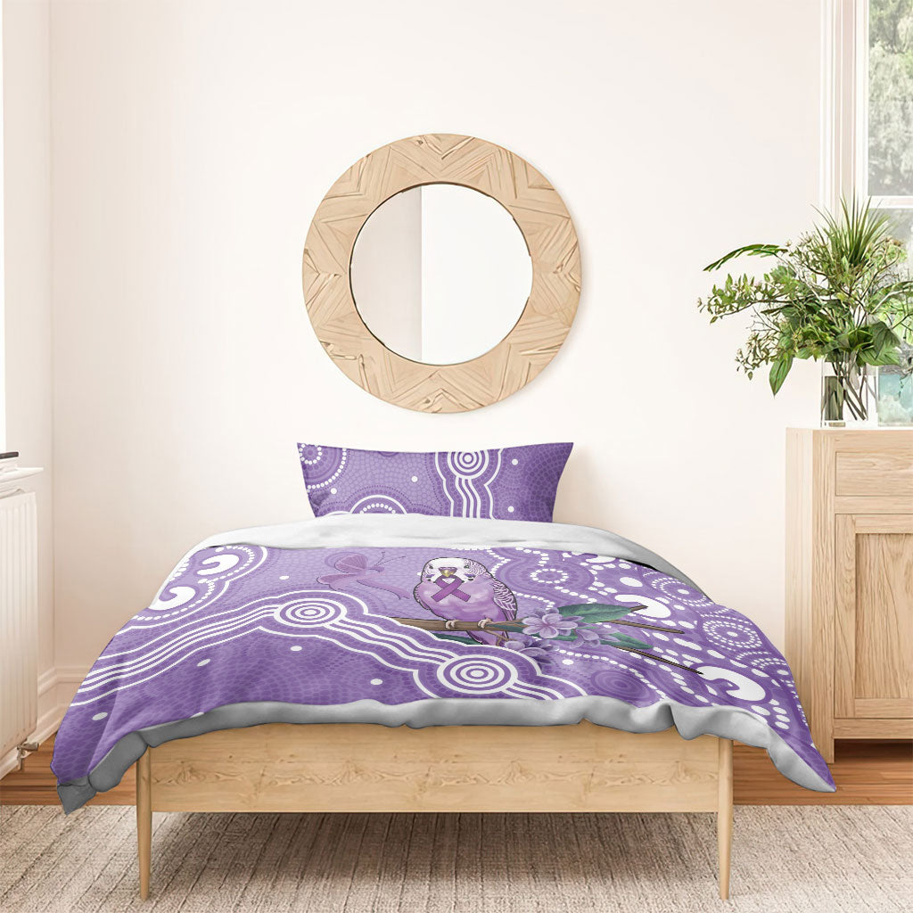 Australia Epilepsy Support Bedding Set Purple Budgerigar Plumeria Aboriginal