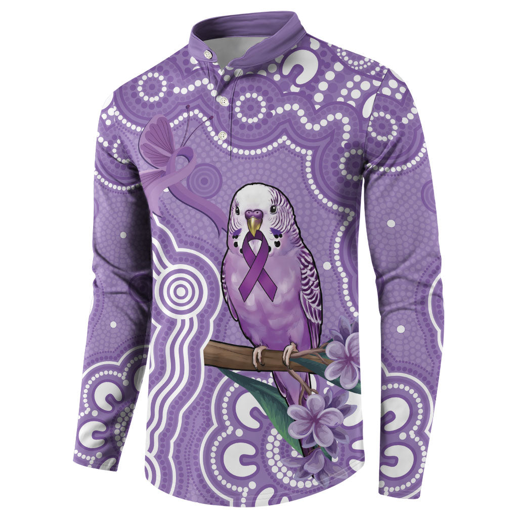 Australia Epilepsy Support Button Sweatshirt Purple Budgerigar Plumeria Aboriginal