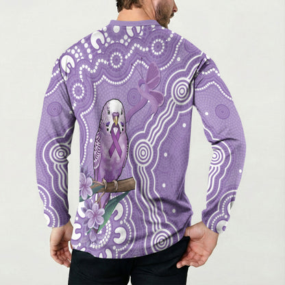 Australia Epilepsy Support Button Sweatshirt Purple Budgerigar Plumeria Aboriginal