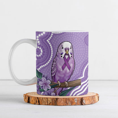 Australia Epilepsy Support Ceramic Mug Purple Budgerigar Plumeria Aboriginal