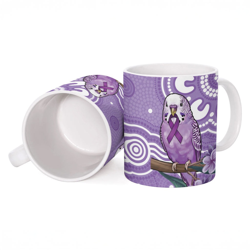 Australia Epilepsy Support Ceramic Mug Purple Budgerigar Plumeria Aboriginal