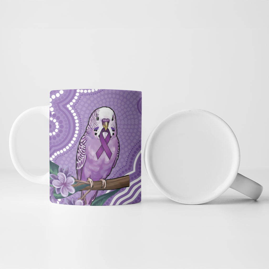 Australia Epilepsy Support Ceramic Mug Purple Budgerigar Plumeria Aboriginal