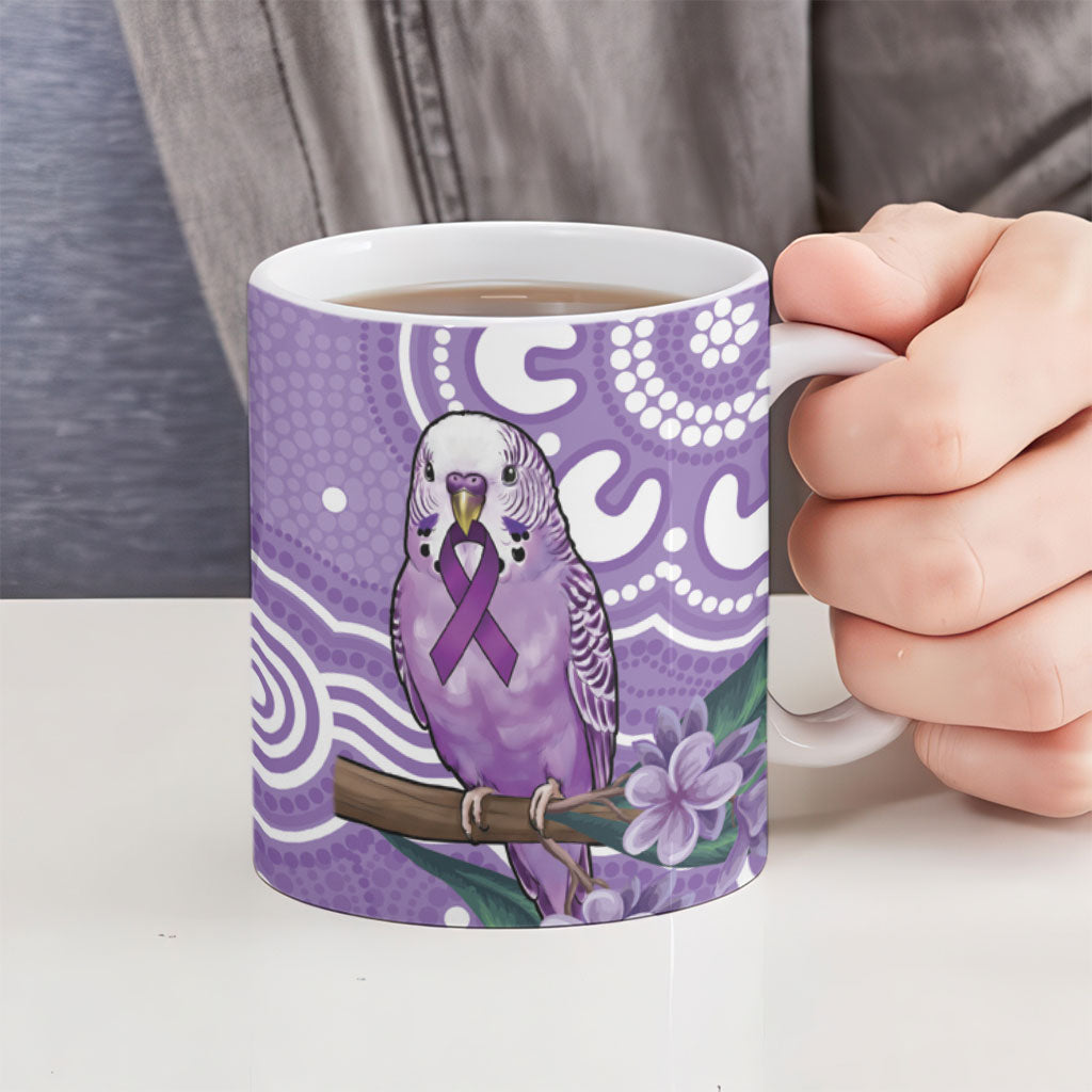 Australia Epilepsy Support Ceramic Mug Purple Budgerigar Plumeria Aboriginal