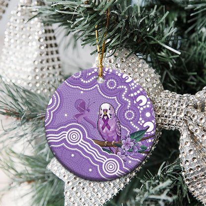 Australia Epilepsy Support Ceramic Ornament Purple Budgerigar Plumeria Aboriginal