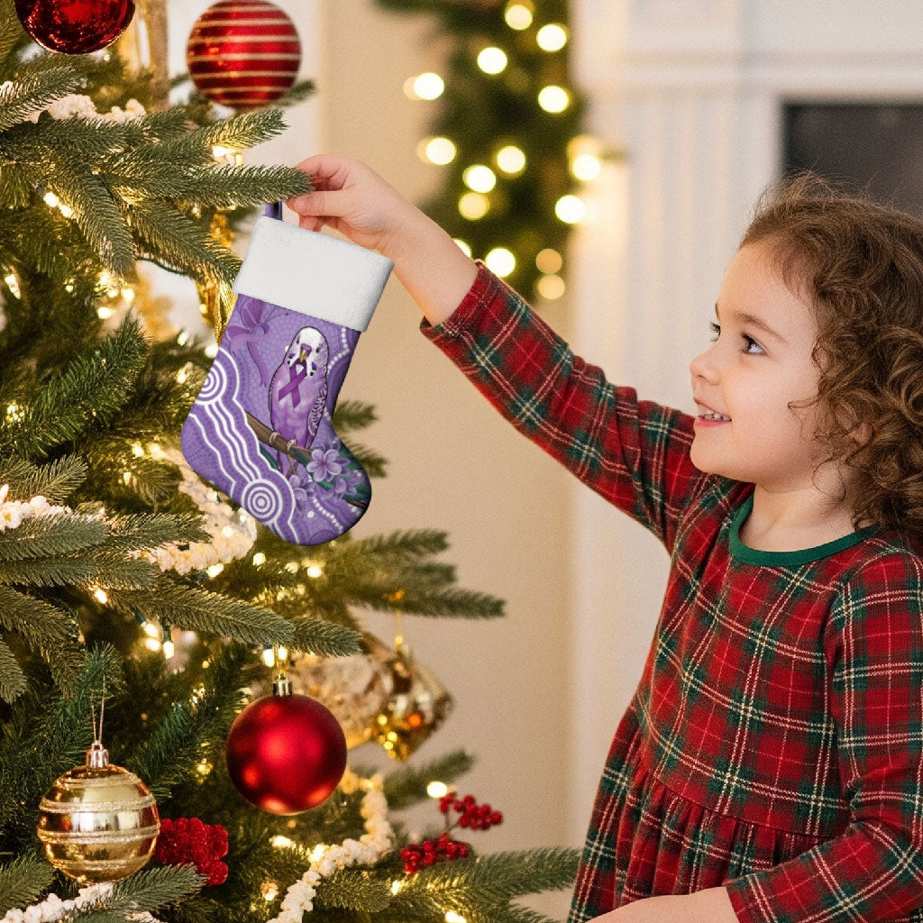 Australia Epilepsy Support Christmas Stocking Purple Budgerigar Plumeria Aboriginal