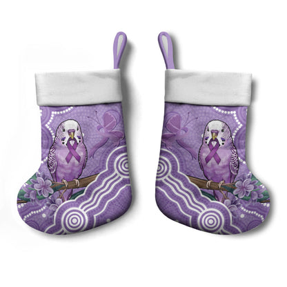 Australia Epilepsy Support Christmas Stocking Purple Budgerigar Plumeria Aboriginal