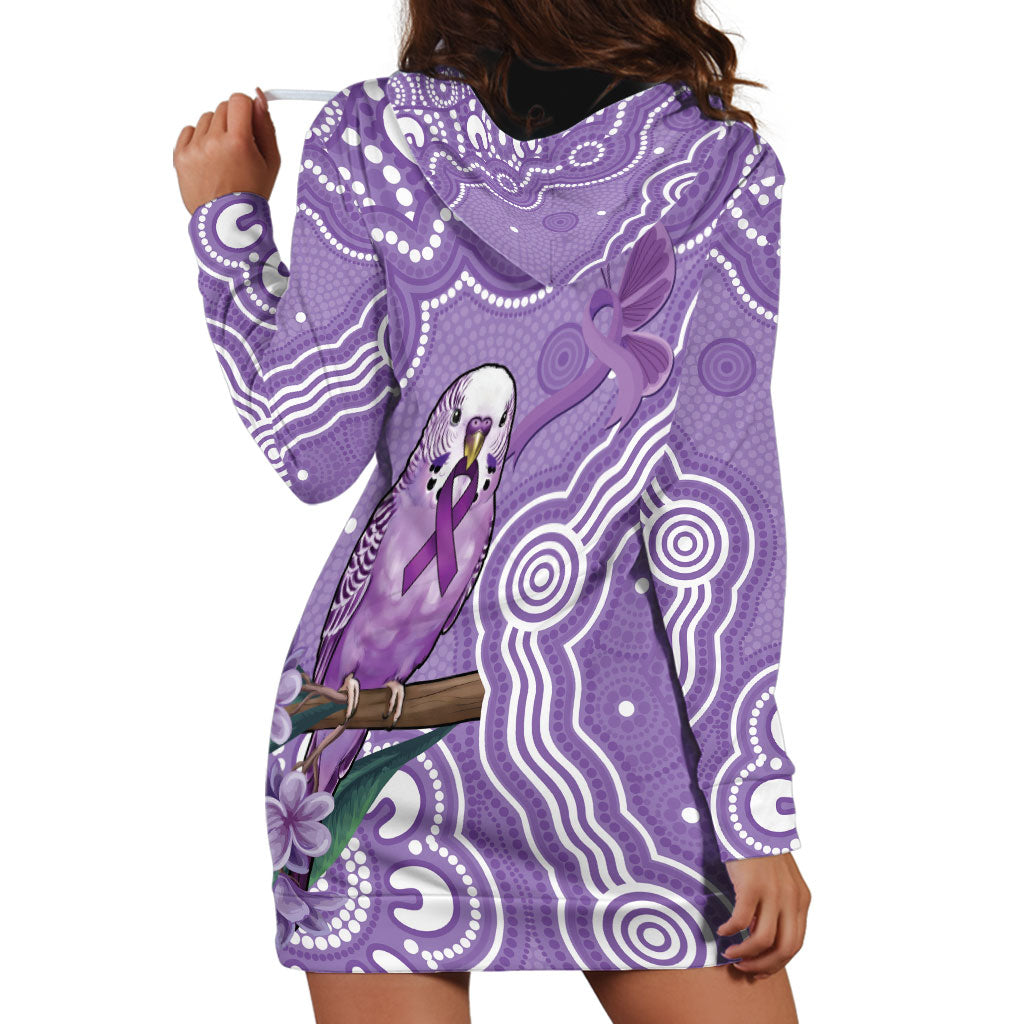 Australia Epilepsy Support Hoodie Dress Purple Budgerigar Plumeria Aboriginal