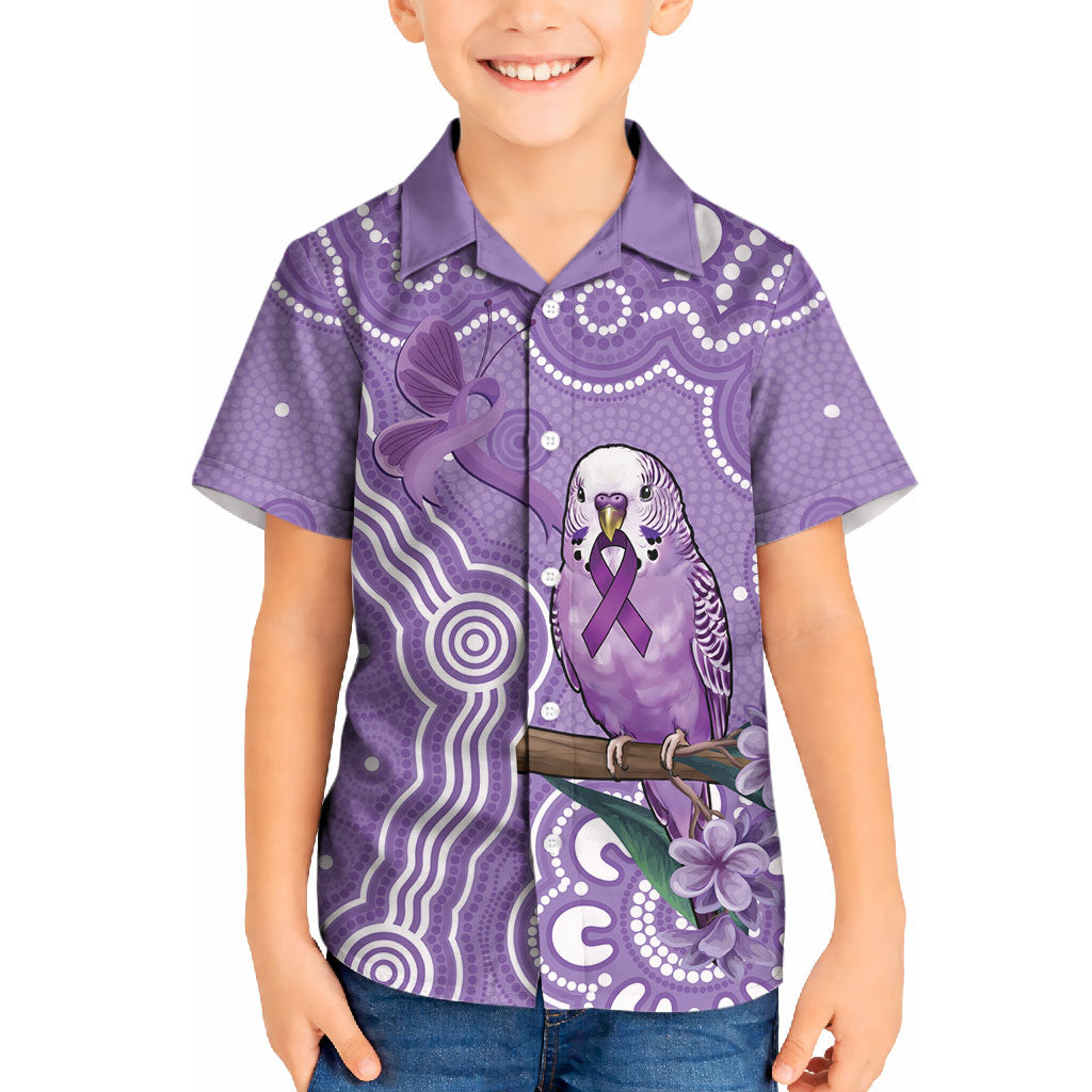 Australia Epilepsy Support Kid Hawaiian Shirt Purple Budgerigar Plumeria Aboriginal
