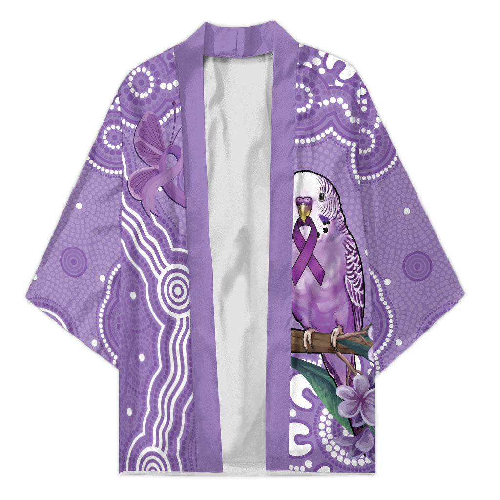 Australia Epilepsy Support Kimono Purple Budgerigar Plumeria Aboriginal