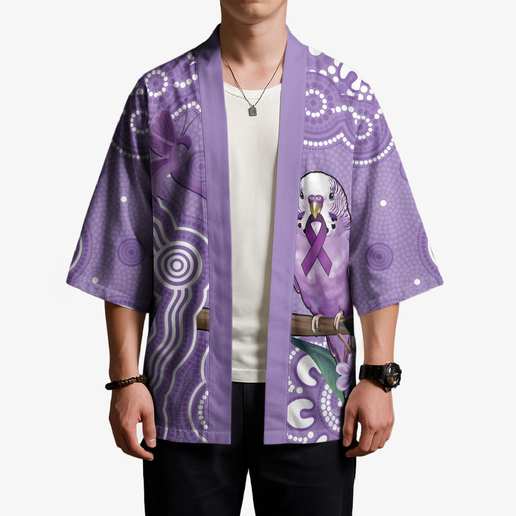Australia Epilepsy Support Kimono Purple Budgerigar Plumeria Aboriginal