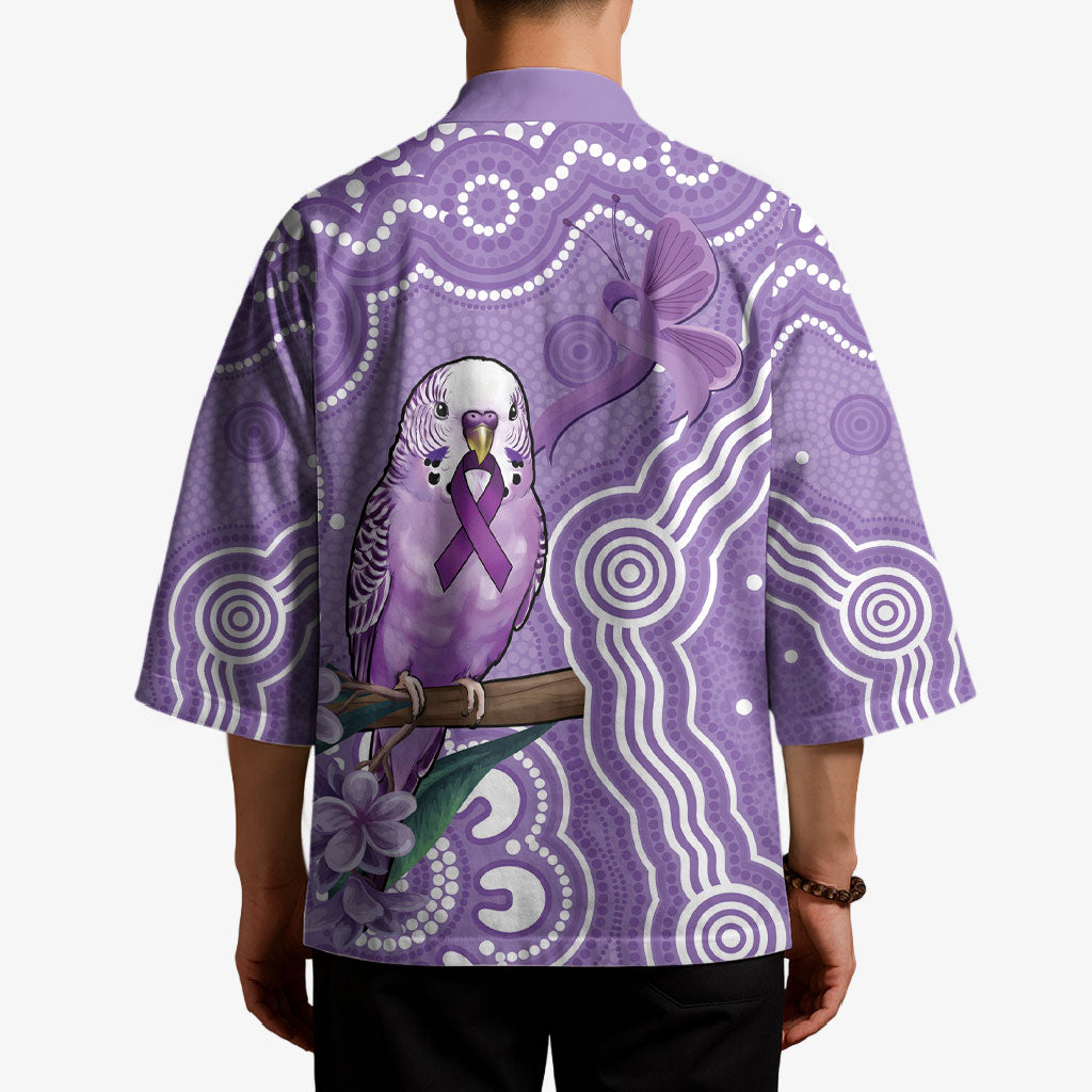 Australia Epilepsy Support Kimono Purple Budgerigar Plumeria Aboriginal