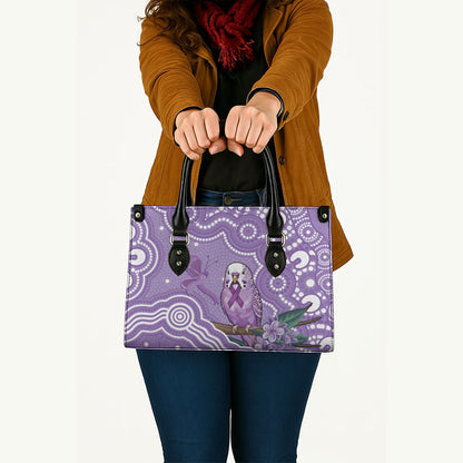 Australia Epilepsy Support Leather Bag Purple Budgerigar Plumeria Aboriginal