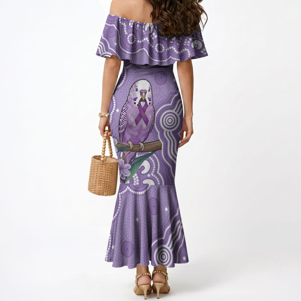 Australia Epilepsy Support Mermaid Dress Purple Budgerigar Plumeria Aboriginal