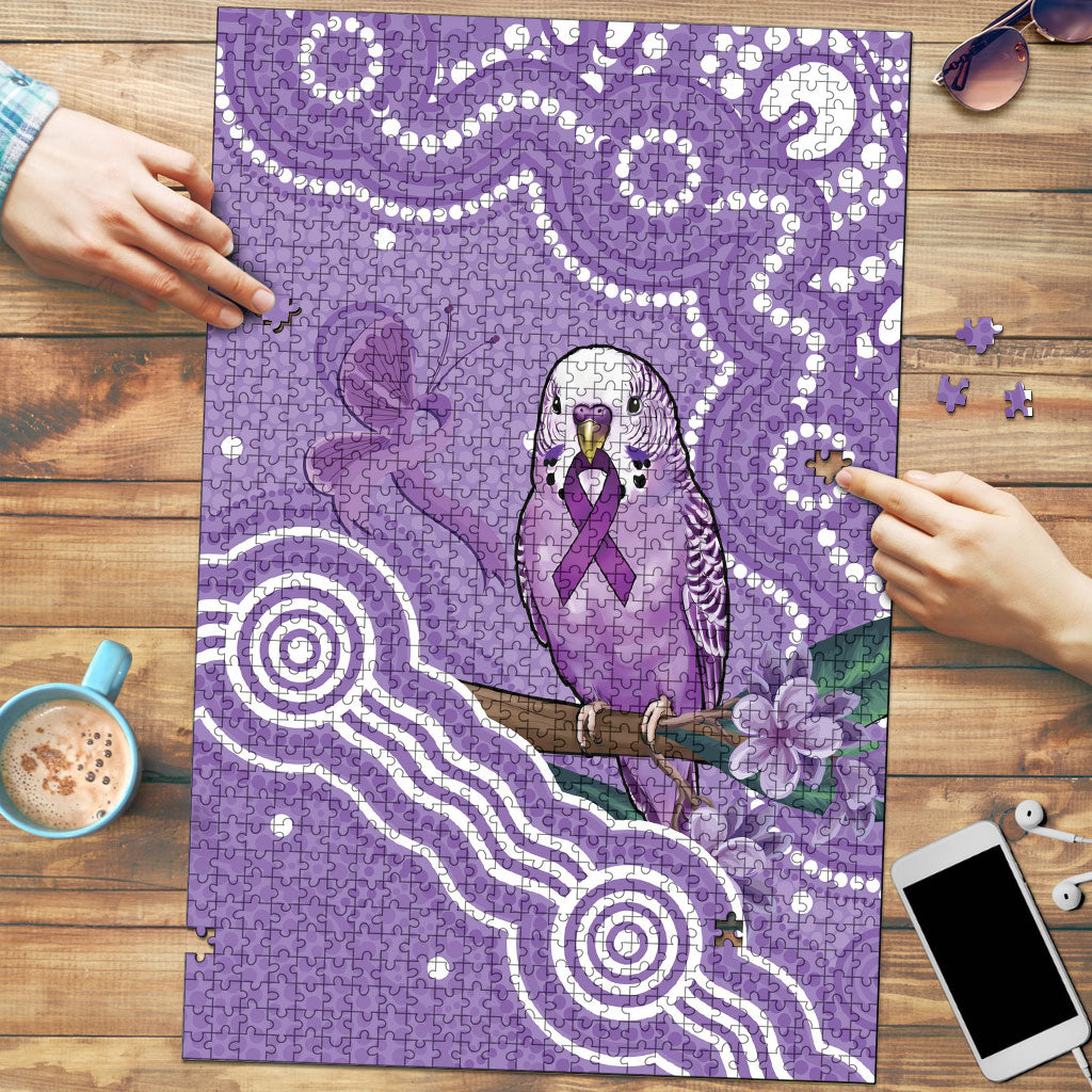 Australia Epilepsy Support Puzzle Purple Budgerigar Plumeria Aboriginal