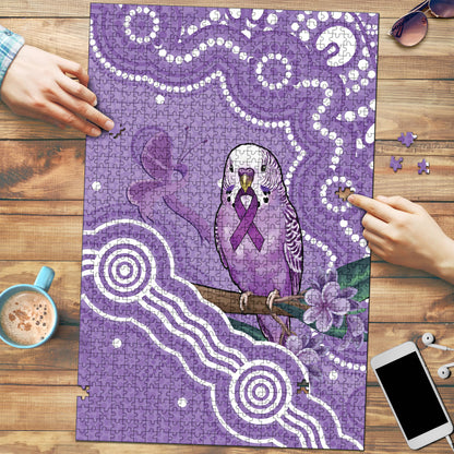 Australia Epilepsy Support Puzzle Purple Budgerigar Plumeria Aboriginal