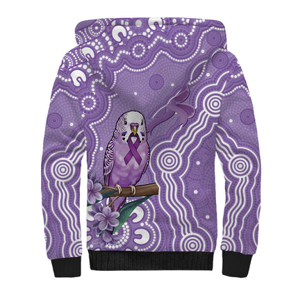 Australia Epilepsy Support Sherpa Hoodie Purple Budgerigar Plumeria Aboriginal