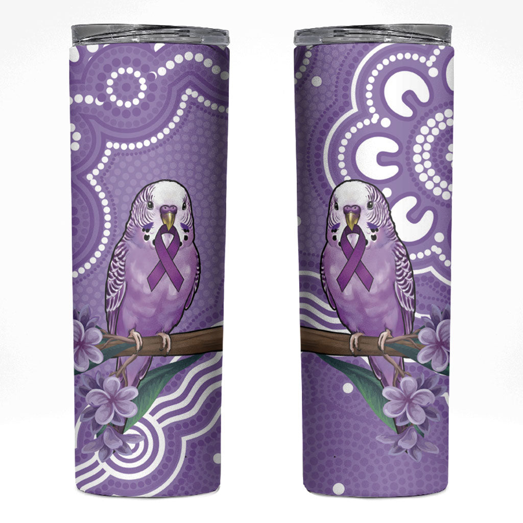 Australia Epilepsy Support Skinny Tumbler Purple Budgerigar Plumeria Aboriginal