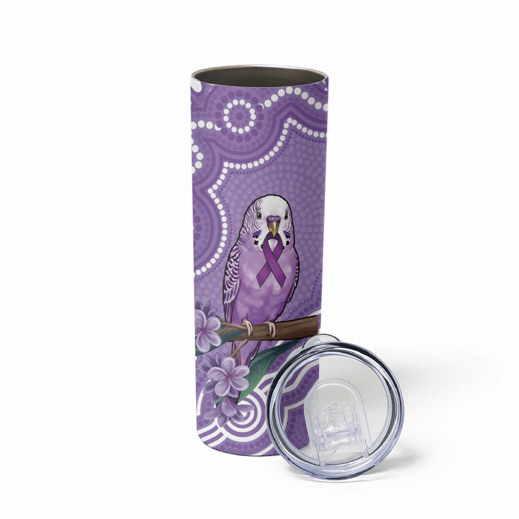 Australia Epilepsy Support Skinny Tumbler Purple Budgerigar Plumeria Aboriginal