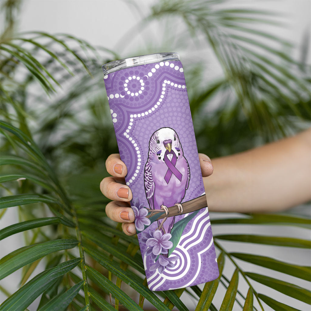 Australia Epilepsy Support Skinny Tumbler Purple Budgerigar Plumeria Aboriginal