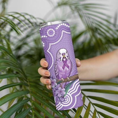 Australia Epilepsy Support Skinny Tumbler Purple Budgerigar Plumeria Aboriginal