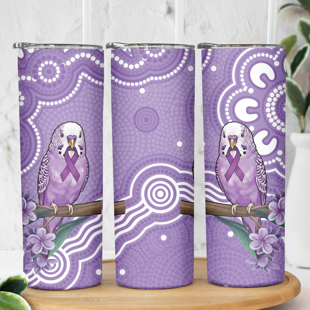 Australia Epilepsy Support Skinny Tumbler Purple Budgerigar Plumeria Aboriginal