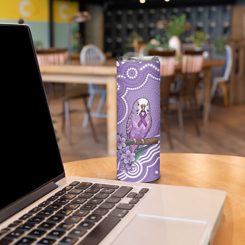 Australia Epilepsy Support Skinny Tumbler Purple Budgerigar Plumeria Aboriginal