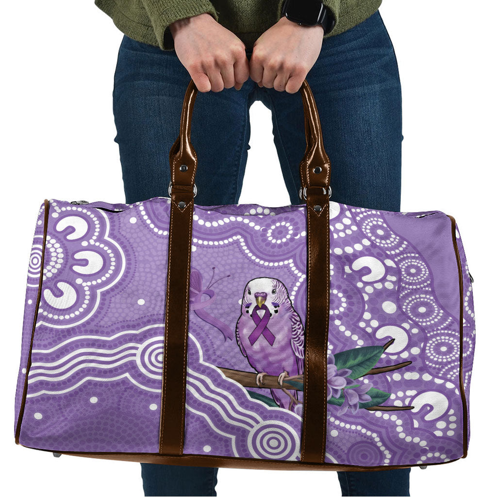 Australia Epilepsy Support Travel Bag Purple Budgerigar Plumeria Aboriginal
