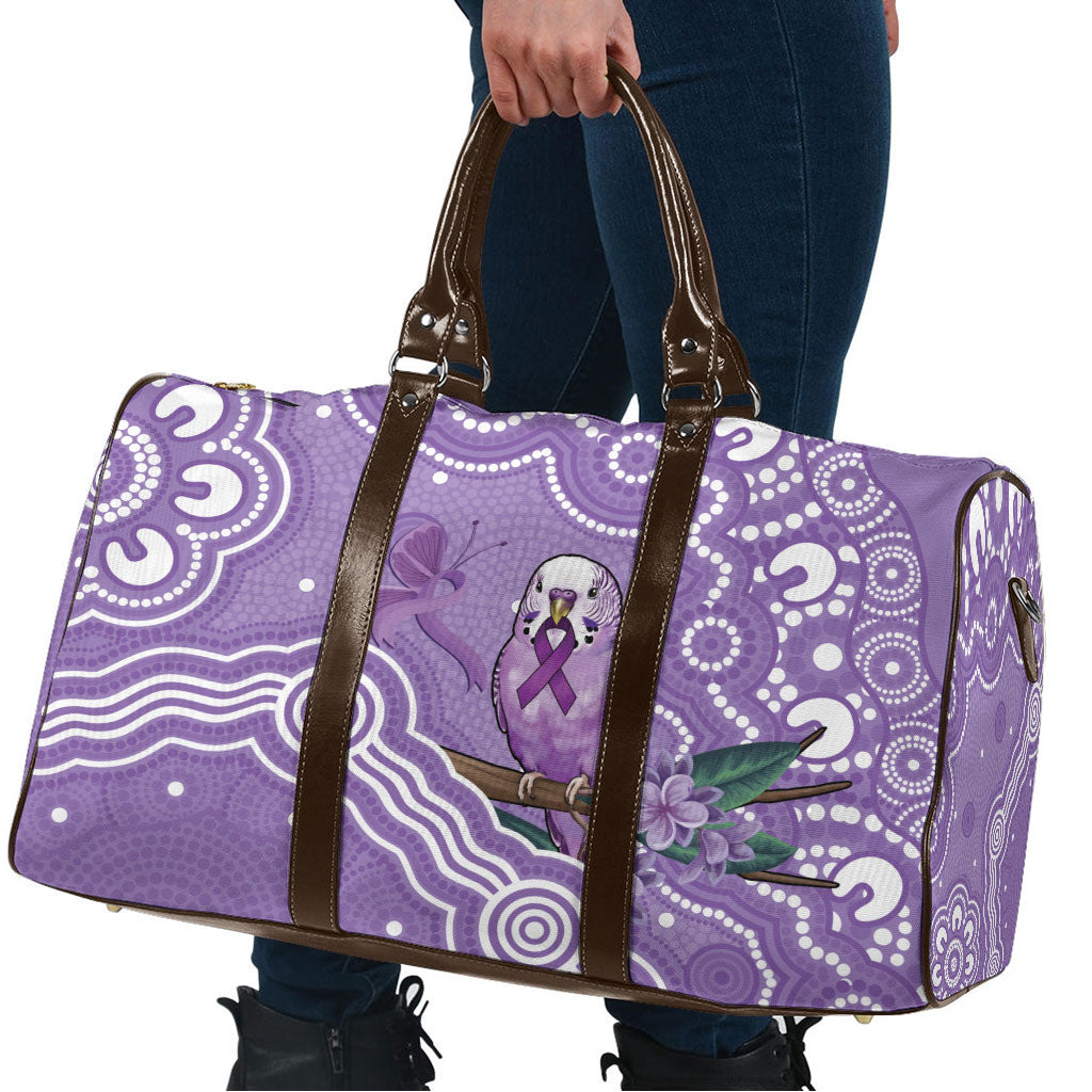 Australia Epilepsy Support Travel Bag Purple Budgerigar Plumeria Aboriginal
