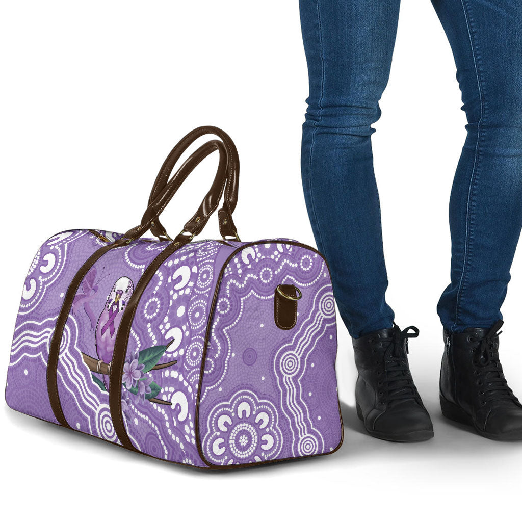 Australia Epilepsy Support Travel Bag Purple Budgerigar Plumeria Aboriginal