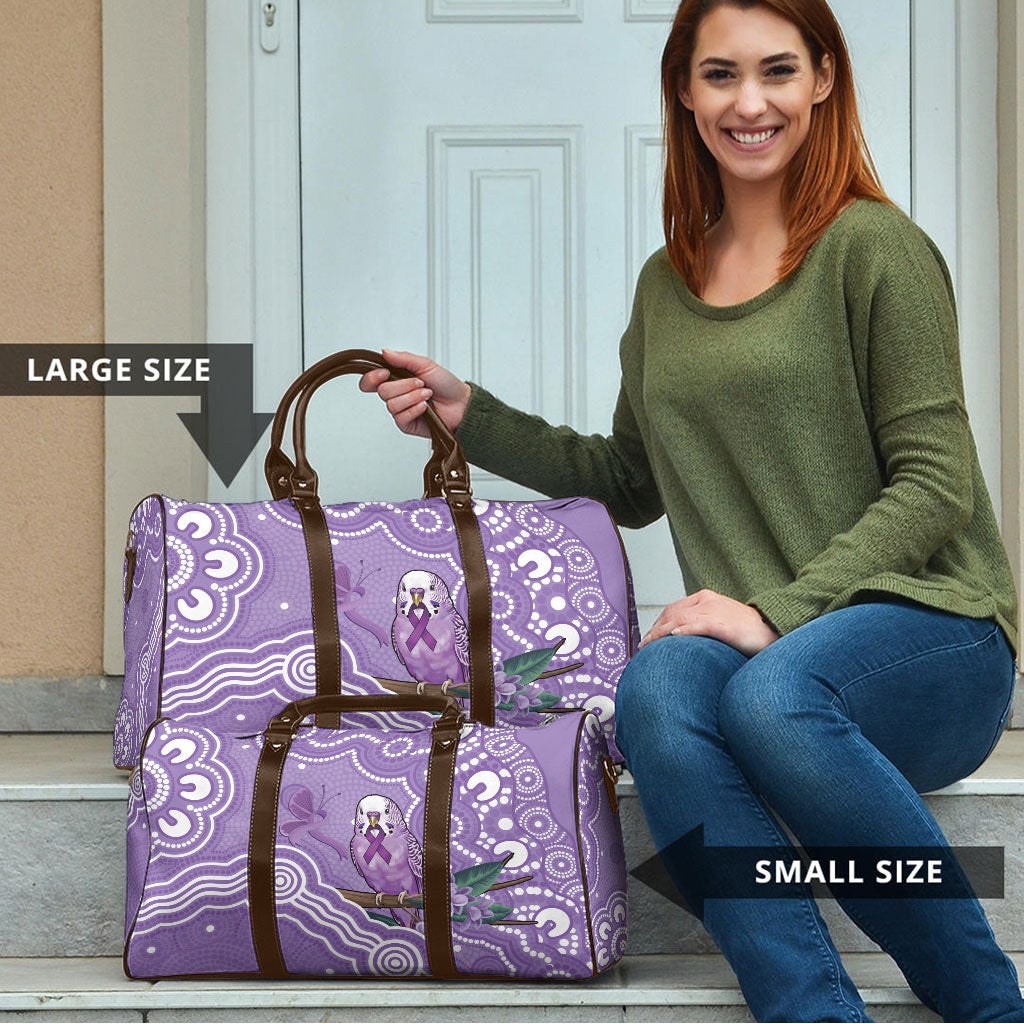 Australia Epilepsy Support Travel Bag Purple Budgerigar Plumeria Aboriginal