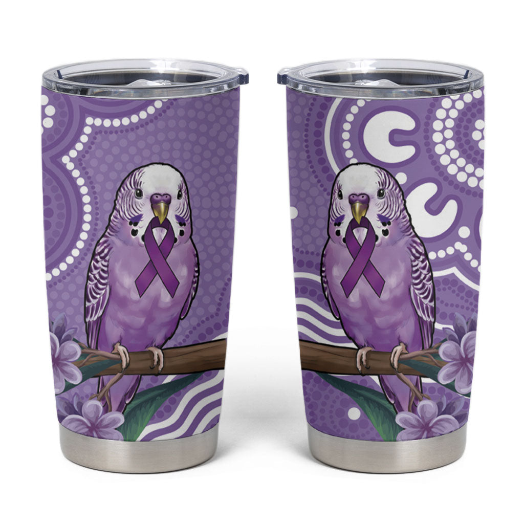 Australia Epilepsy Support Tumbler Cup Purple Budgerigar Plumeria Aboriginal