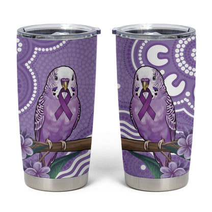 Australia Epilepsy Support Tumbler Cup Purple Budgerigar Plumeria Aboriginal