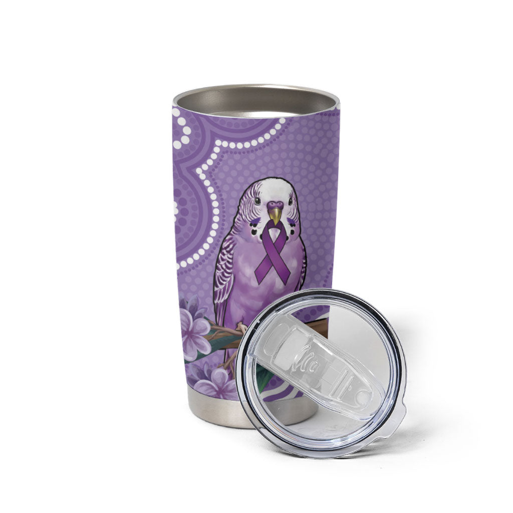 Australia Epilepsy Support Tumbler Cup Purple Budgerigar Plumeria Aboriginal