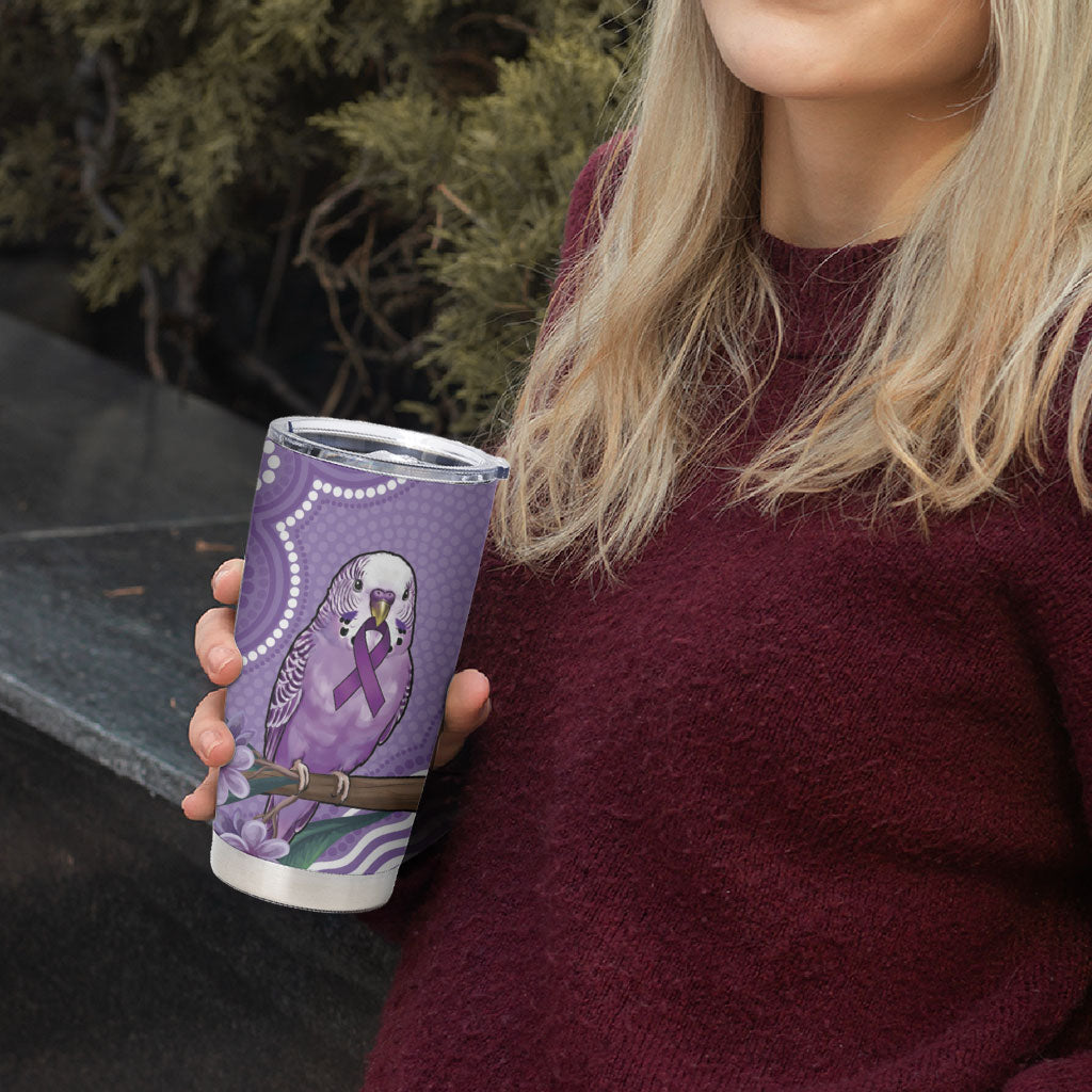 Australia Epilepsy Support Tumbler Cup Purple Budgerigar Plumeria Aboriginal