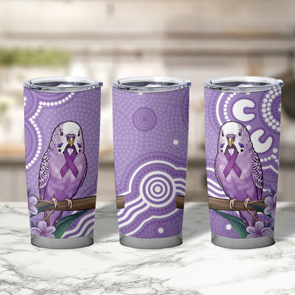 Australia Epilepsy Support Tumbler Cup Purple Budgerigar Plumeria Aboriginal